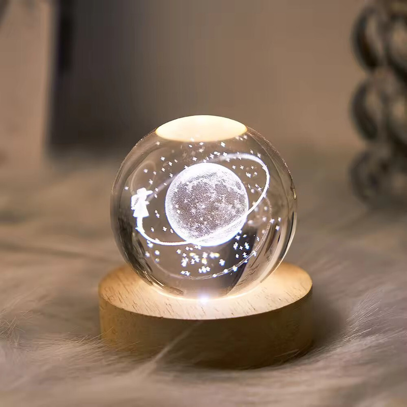 SHOPOGENIX Galaxy Crystal Ball Night Lamp With Base For Living Room Night Lamp(8 cm, Yellow, Star Walk Model)