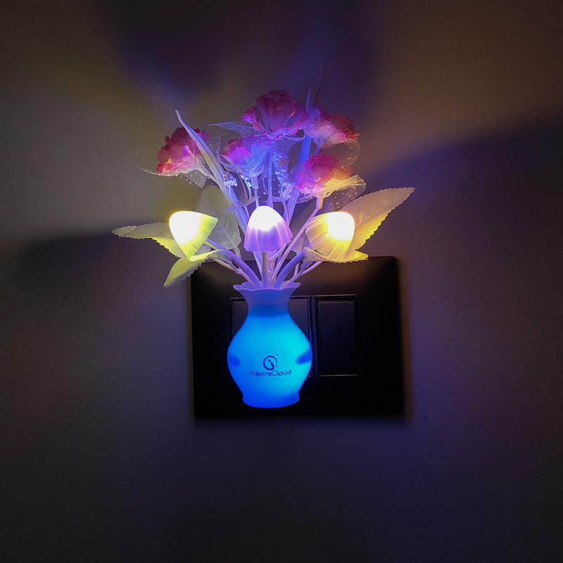 InspireCloud Energy Saving Colour Changing Automatic Sensor Mushroom Shaped (Pink) Night Lamp(16 cm, Pink)