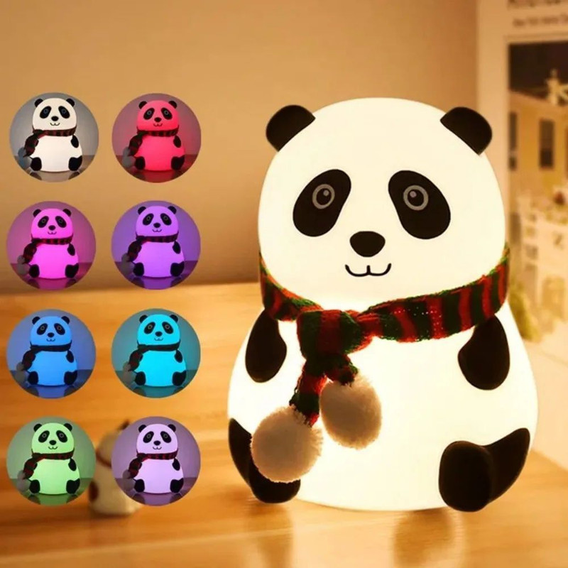TechPride Cute Panda Silicone USB Rechargeable Night Lamp, Touch Control, Gift Light, Night Lamp(13 cm, Multicolor)