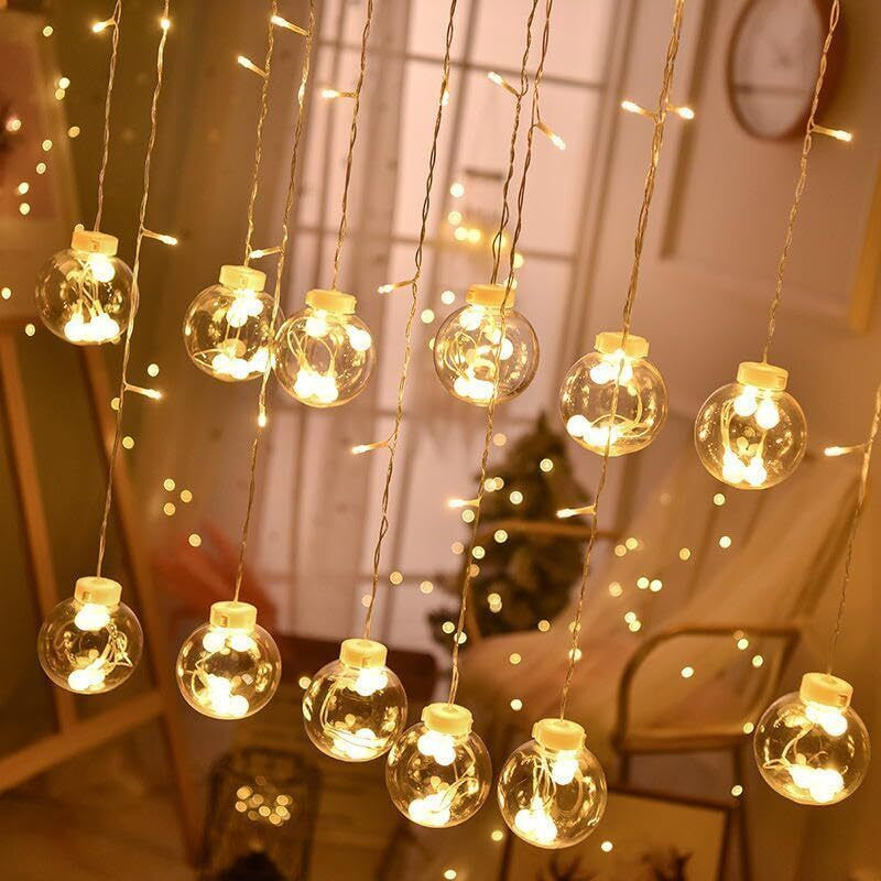 ATULUX 12-Bulb Transparent Globe LED Fairy Lights 3 Meter – Ideal for Home Décor Night Lamp(8 cm, WARM WHITE)
