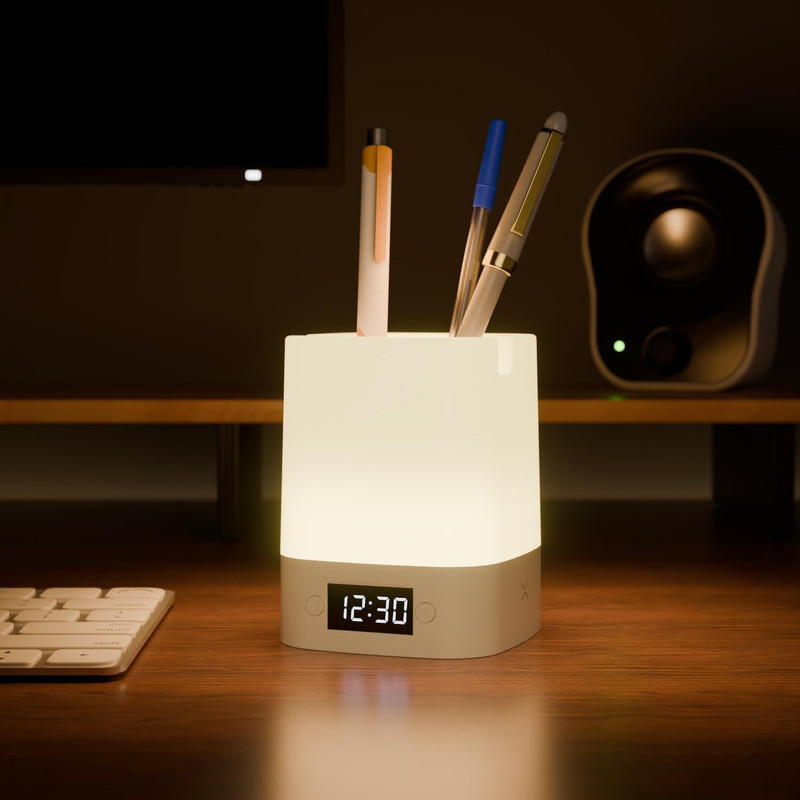xech Rechargeable Desk lamp Digital Clock 3 Color Tones & Mobile Holder NOVADIGITAL Night Lamp(18.7 cm, White)