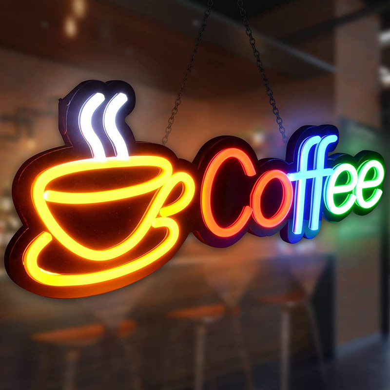 THE PARTY PLANET Coffee Neon Sign Black Handmade Advertising Neon Sign Night Lamp(7.3 cm, Multicolor)