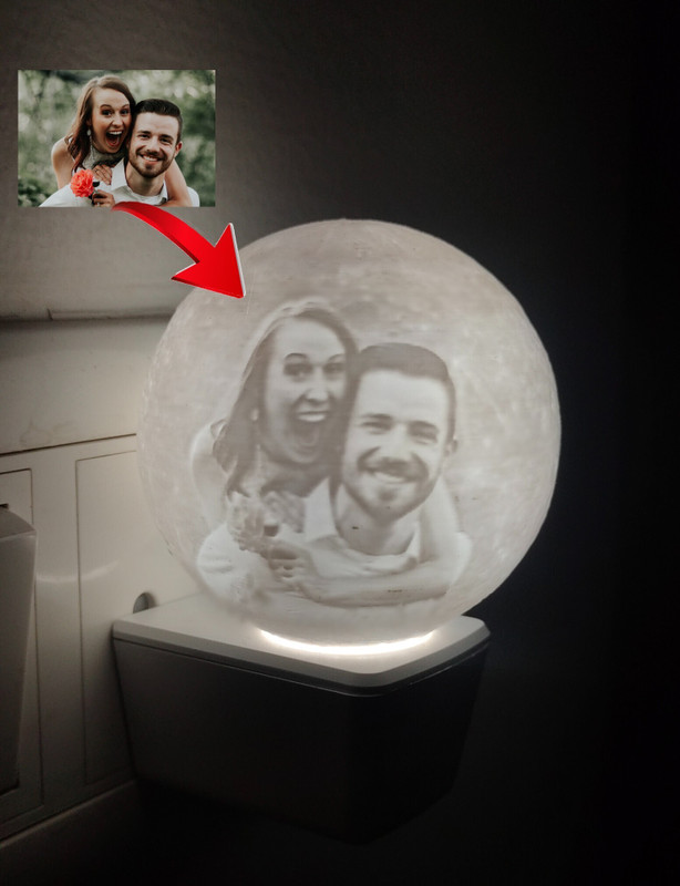 moderntech Personalized Photo Moon lamp Unique Gift for Friend,Husband,Wife,Boyfriend Night Lamp(9 cm, White)