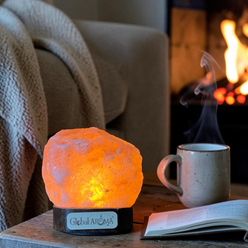 GLOBAL AROMA Natural Himalayan Rock Salt Lamp for Positive Energy, Vastu ,Feng Shui Night Lamp(13 cm, Orange)