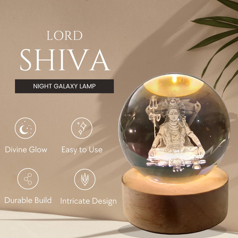 Humraah Store Lord Shiva Galaxy Crystal Ball Night Lamp Night Lamp(8 cm, Transparent)