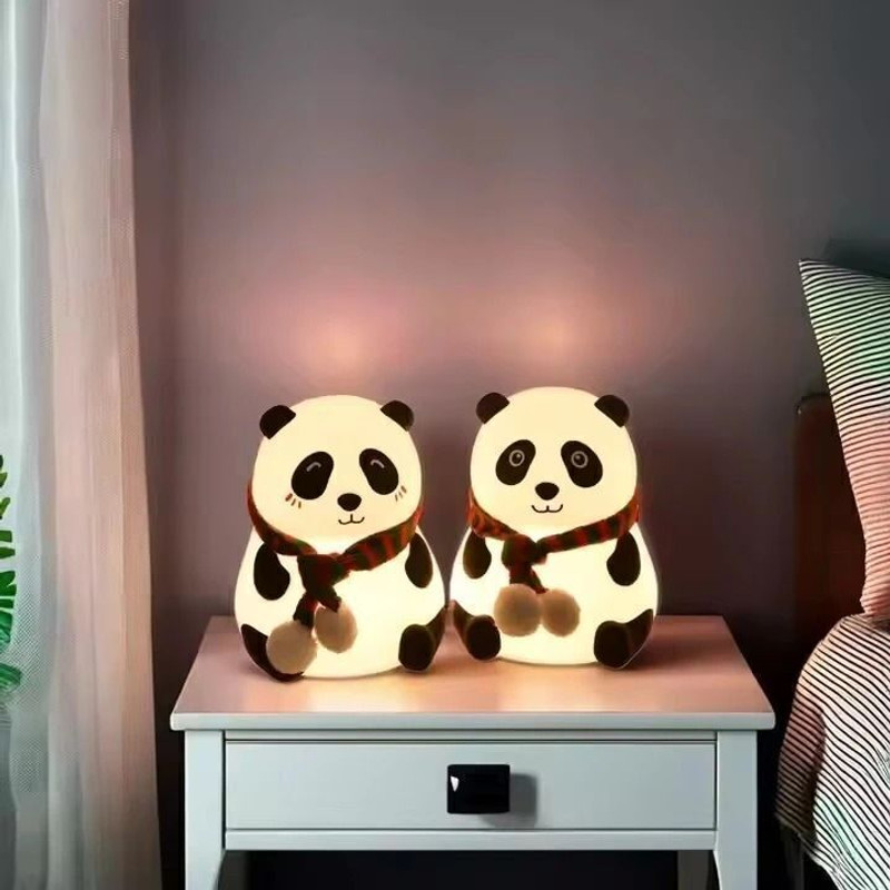 Nexuss Panda Lamp Cute Silicone Kawaii Night Lamp For Bedroom With Touch Gesture 7Color Night Lamp(13 cm, Multicolor)