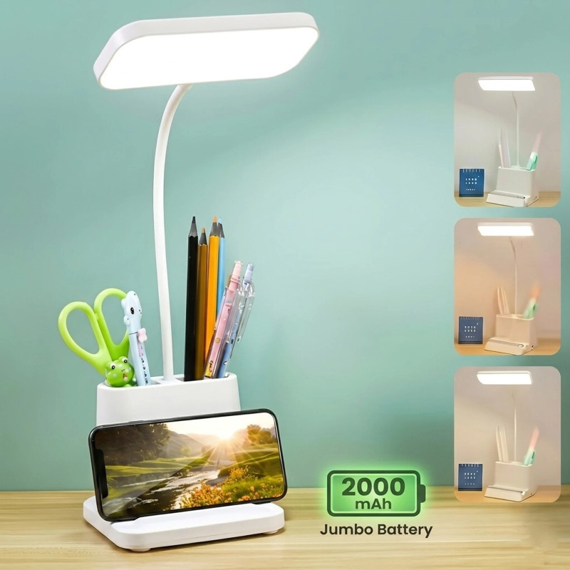 WGM Touch Control 3 Color Modes LED, Adjustable, Eye Protection with Phone Holder Study Lamp(35 cm, White)