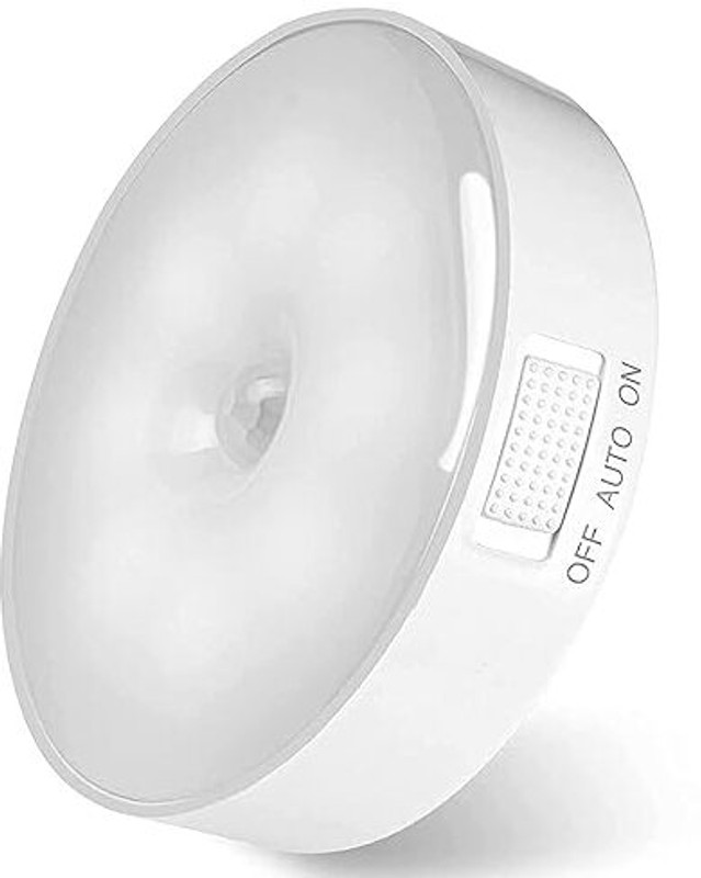 BoldCollections Cool White Light Wireless USB Rechargeable ABS Round Intelligent Body Induction Motion Sensor Light
