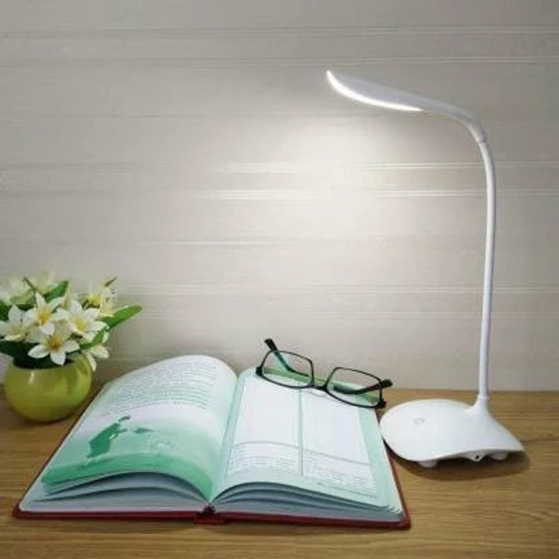 DandT Rechargeable & flexible LED Table Lamp With 3 Level of Brightness Flexible Neck Study Lamp Study Lamp(10 cm, White)
