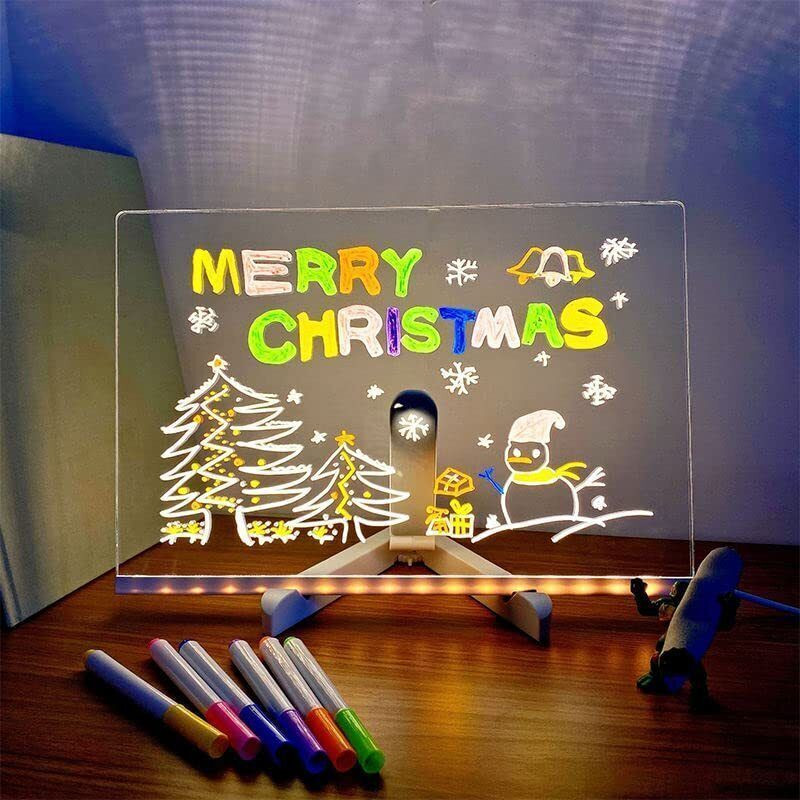 JOYGESTURE 3d Acrylic LED Message Board, LED Writing Board With Pen Glowing Board Night Lamp(15 cm, White)