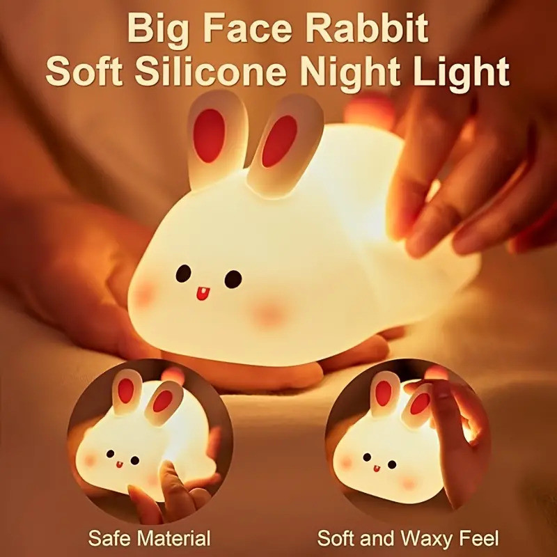 Dwiza Enterprise Bunny Night Lamp/Bunny Night Light /Rabbit Night Lamp /Rabbit Lamp Silicone Lamp Night Lamp(15 cm, White)