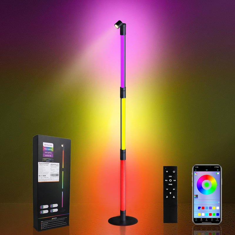 Dwiza Enterprise RGB Corner Floor Lamp, 6 Million Colors & 68+ Scene, Music Sync,Color Changing Night Lamp(135.2 cm, Multicolor)