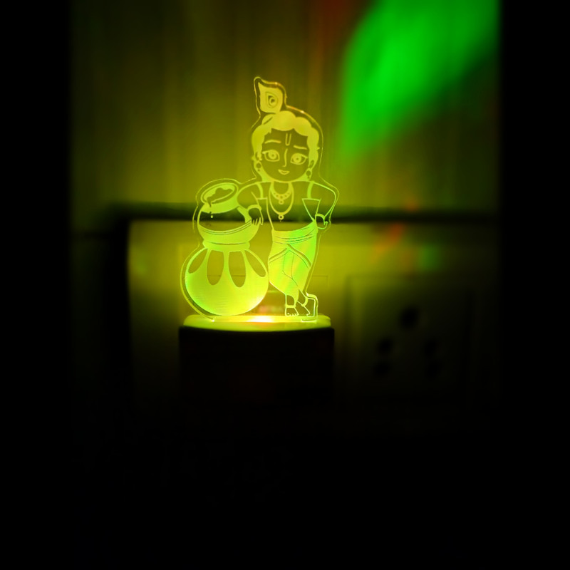 DIONA Krishna LED Night Lamp 3D Illusion 7 Color Changing festival, Birthday Gift Night Lamp(9 cm, White)