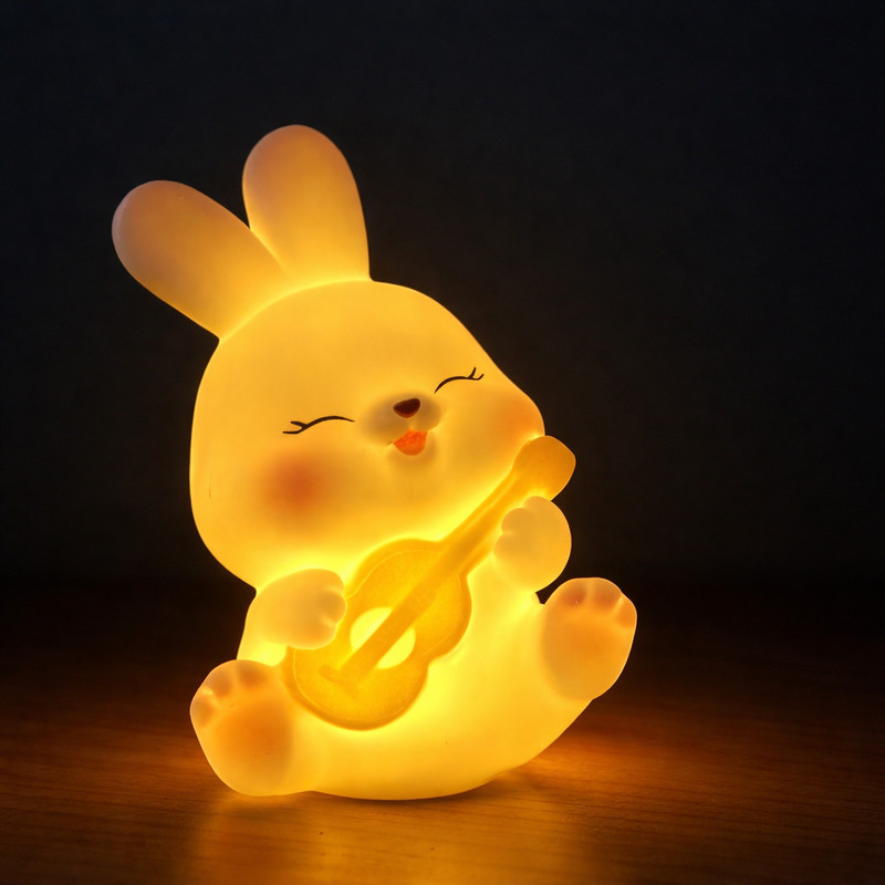 MKecom Rabbit Night Light Glowing Effect for Kids Room Sitting Rabbit with Rosy Cheeks Night Lamp(6 cm, White)