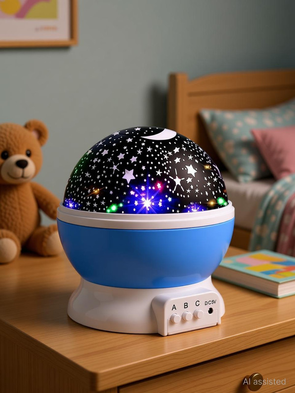Mopslik Kids Room Night Light Ceiling Star Projector for Getting Babies to Sleep Night Lamp(12 cm, White-Blue)
