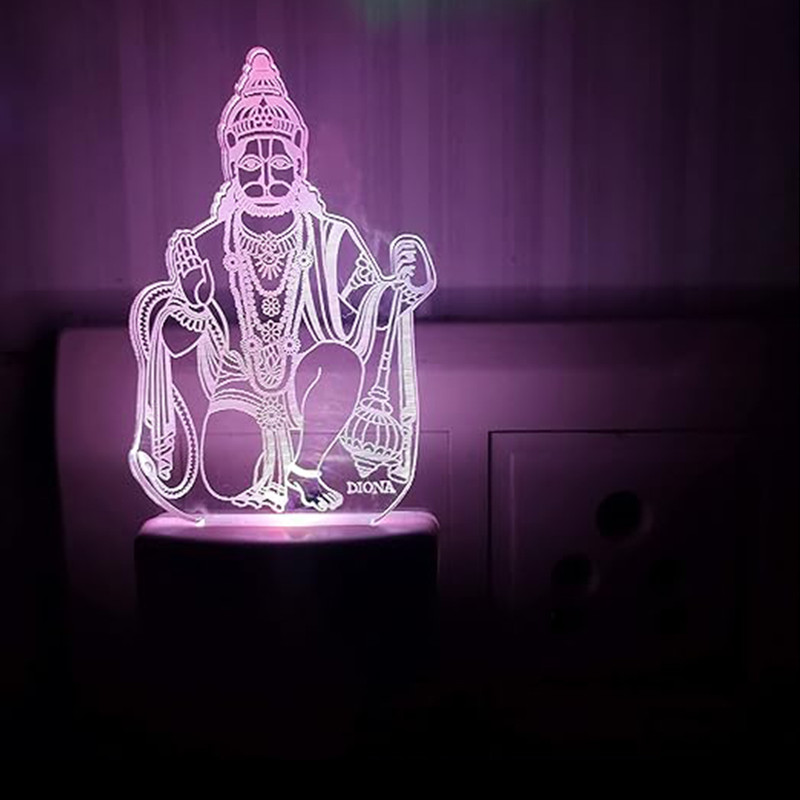 DIONA Hanuman Maruti Bajarangbali 3D Illusion LED DIVINE MULTI COLOR Night Light Night Lamp(10 cm, White)