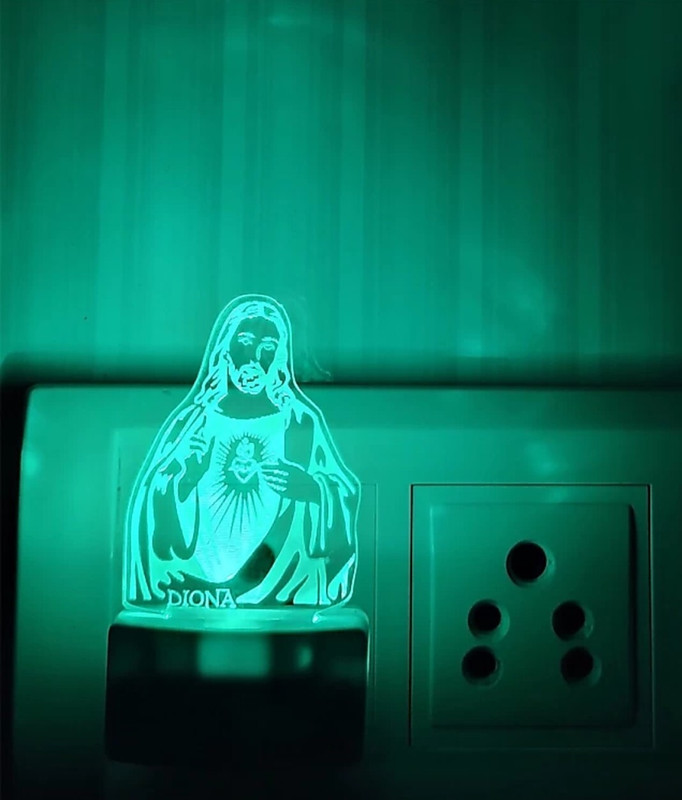 DIONA Jesus Christ Christian Lord 3D Illusion LED Multi Color Night Lamp(10 cm, White)