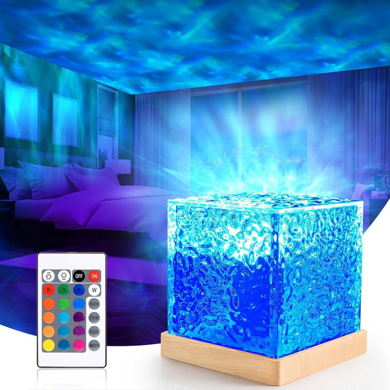 Hespa RGB Ocean Wave Night Light: 16 Color-Changing LED Desk Lamp with Remote Control Night Lamp(10 cm, Multicolor)
