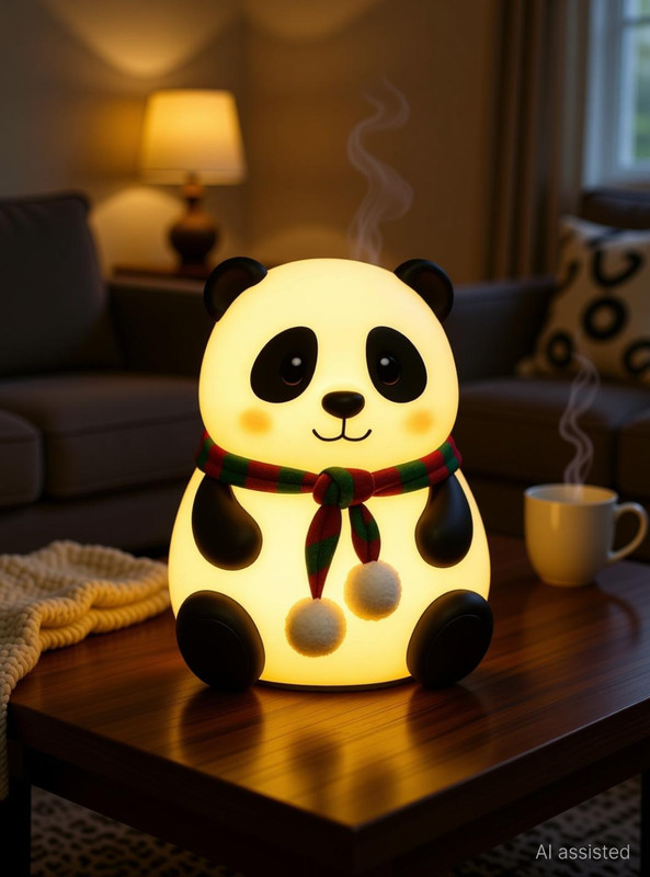 AGRAVAS Cute Panda Night Lamp for Kids Room Night Lamp(13 cm, Multicolor)