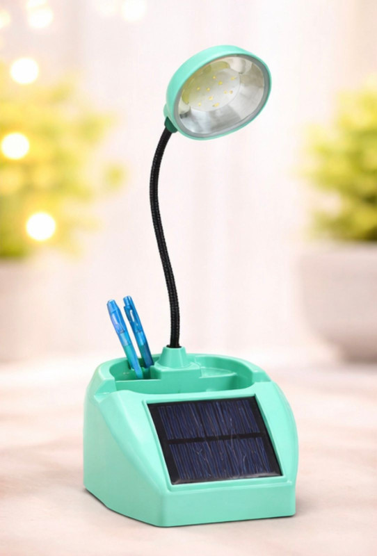 ZEKLY SunCharge Pro Solar Rechargeable LED Study Lamp with Mobile & Pen Holder Study Lamp(12 cm, MintGreen)