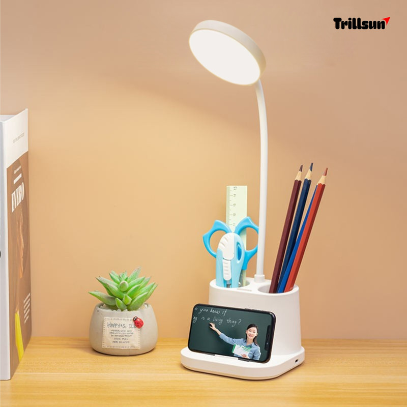 Trillsun Desk Lamp / Study lamp / Table Lamp Foldable Flexible Neck Chargeable 6 hrs Flood Lamp Emergency Light(White)