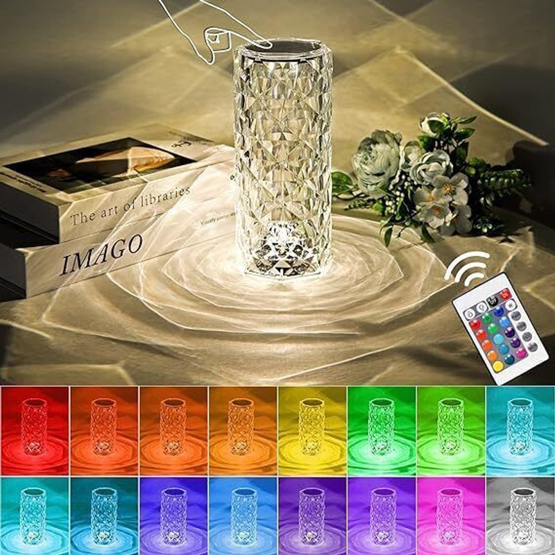 SE enterprises Crystal Table Lamp Night Lamp(21 cm, Multicolor)