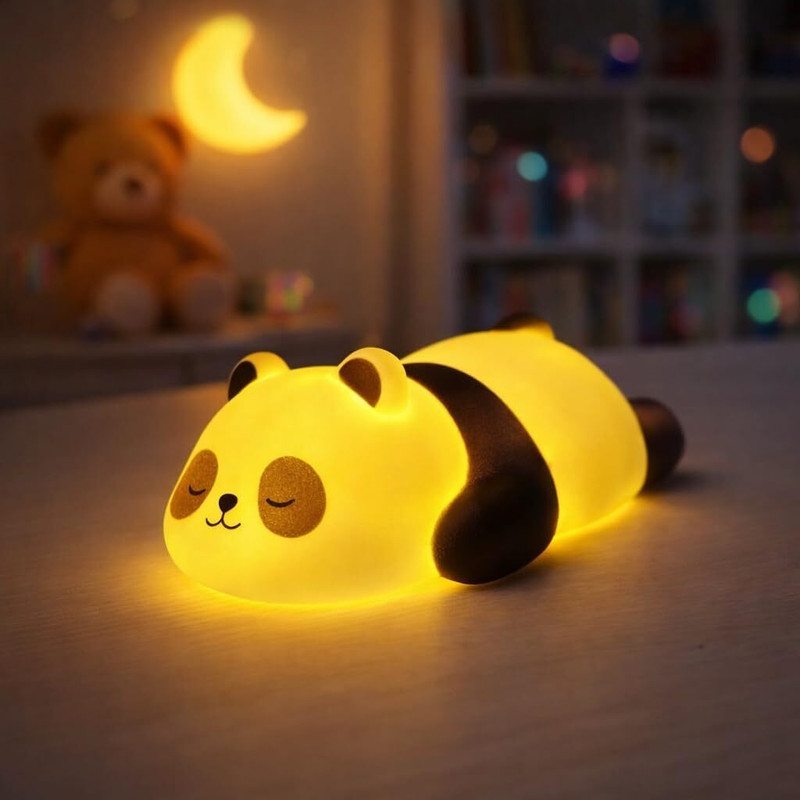 Wodec CUTE PANDA LIGHT LAMP SHOWPIECE FOR HOME DECOR,DECORATIVE LAMP COLLECTION Night Lamp(6 cm, Yellow)