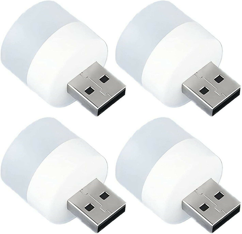 KINJAY Mini USB LED Light, LED Portable Bulb, Indoor, Outdoor, Reading, Sleep (4 pcs) Study Lamp(15 cm, White)