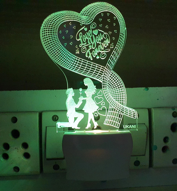 UKANI 3D Illusion LED Light|Love you Forever Night Lamp(10 cm, Multicolor)
