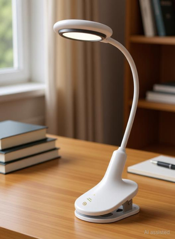 iDOLESHOP Desk Lamp with Desk Clip, 3 Lighting Step Touch Switch,360 Degree Flexible Study Lamp(28 cm, White)