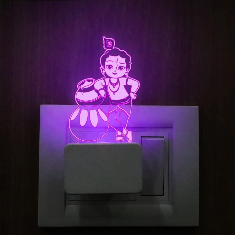 StarLaser Lord Krishna 3D Illusion Plug Night lamp for Bedroom décor Light Night Lamp(11 cm, Multicolor)