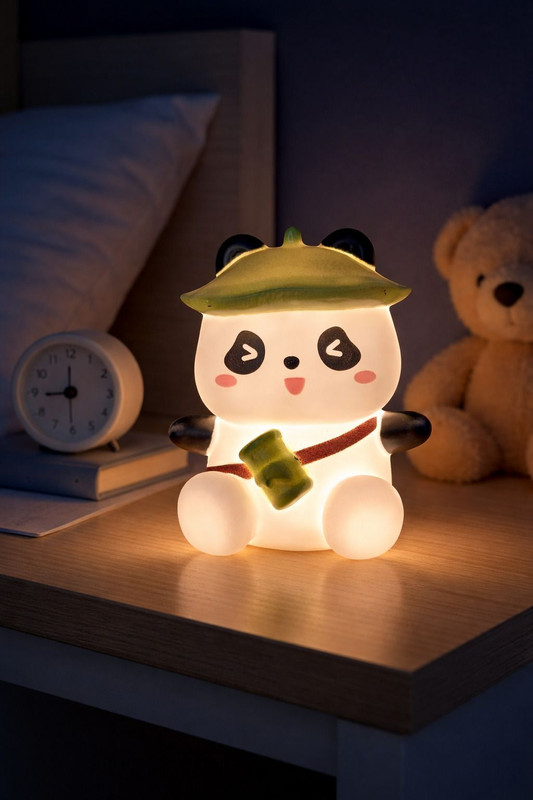 Gridcart Panda Night Lamp Night Lamp(8 cm, White, Black, Green)