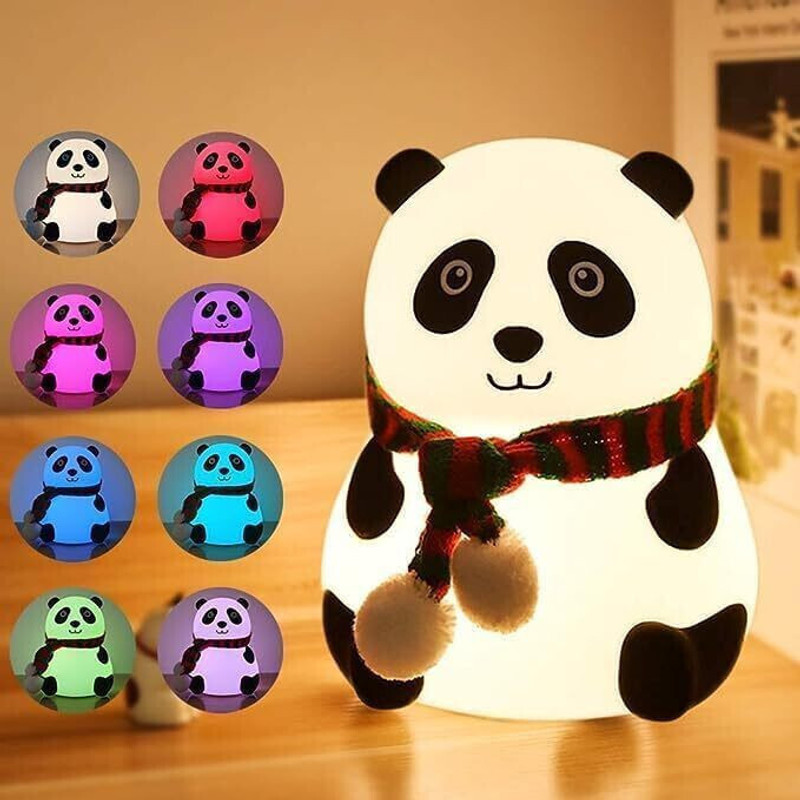 HASRU Panda Night Lamp - Portable Silicone Night Light with 7-Color Changing Glow_M281 Night Lamp(13 cm, Multicolor)