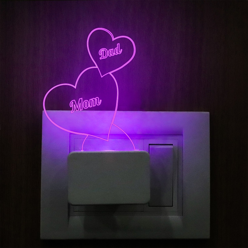 StarLaser mom and dad 3D Illusion Night lamp for Home Decor Light Gift for Parents Night Lamp(11 cm, Multicolor)