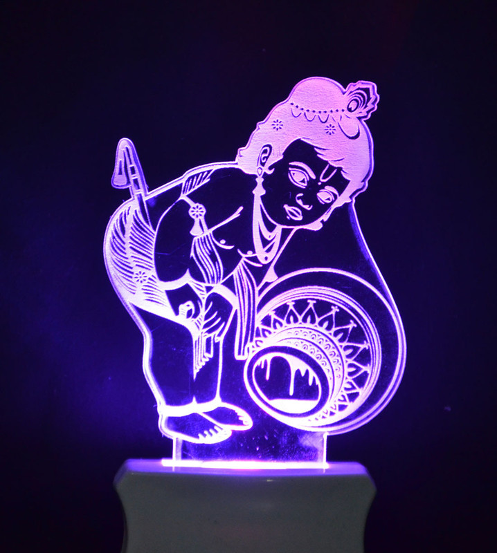 Gojeeva The Maa Saraswati 3D illusion Night Lamp is Extremely cool and 3D illusion Design Night Lamp(12 cm, White)