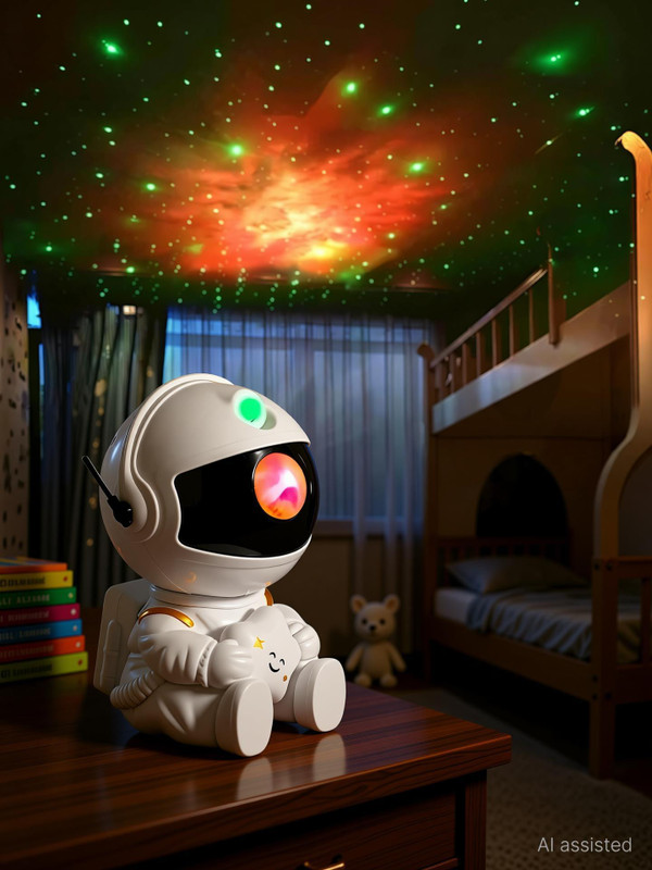 Refulgix Astronaut Galaxy Projector Night Light – 360° Rotating Nebula Star Projector Night Lamp(12.4 cm, Multicolor)
