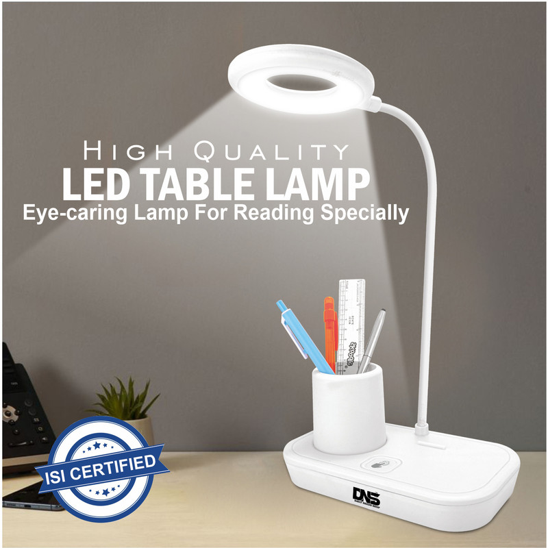 Daily Needs Shop 3 Mode Rechargeable Touch Control Table Desk LED Light with Pen & Mobile Stand Study Lamp(12 cm, White)