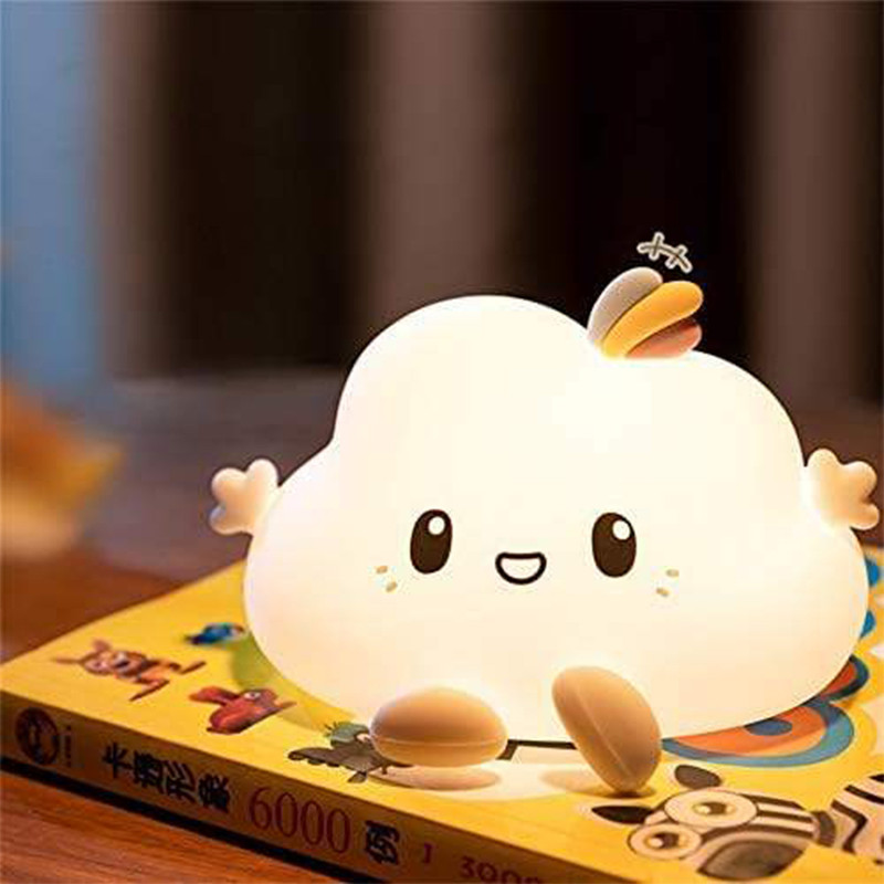 FIZZYTECH Cloud Silicon USB Reachargeable Light Night Lamp with 7 colors for kids Night Lamp(5 cm, White)