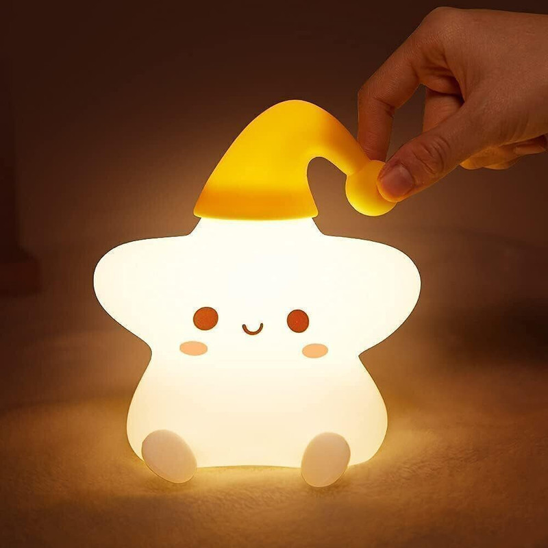 Dotcom Silicone Star Night Light | USB Rechargeable LED Lamp Night Lamp(4 cm, Multicolor)