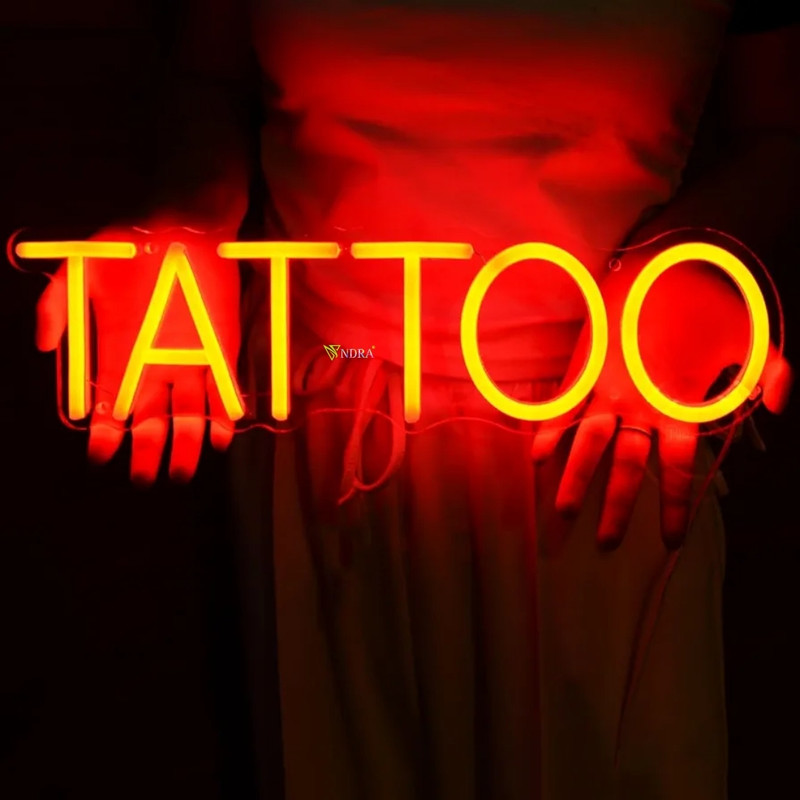VNDRA Business Stores Logo Barber Neon Light Wall Sign Tattoo Salon Studio Night Lamp(38 cm, Red TATTOO)