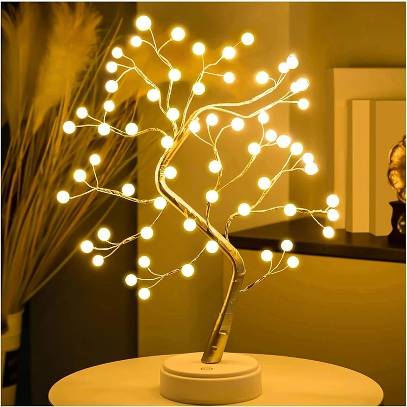 Refulgix Bonsai Desk Tree LED Battery Powered or USB Adapter Table Top Decoration Table Lamp(40 cm, Warm White)