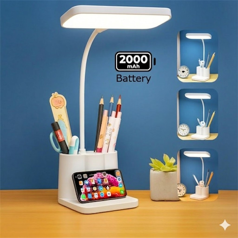 DIYALUX 3-in-1 LED Desk Lamp with Pen & Phone Holder Study Lamp(10 cm, cool white)