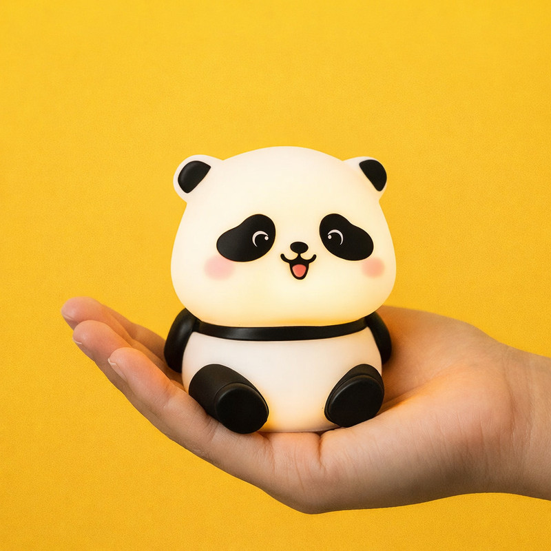 MKecom Panda Night Light for Kids Room Decor, Soft Silicone LED Lamp, Animal Table Lamp Night Lamp(7 cm, Black & white)