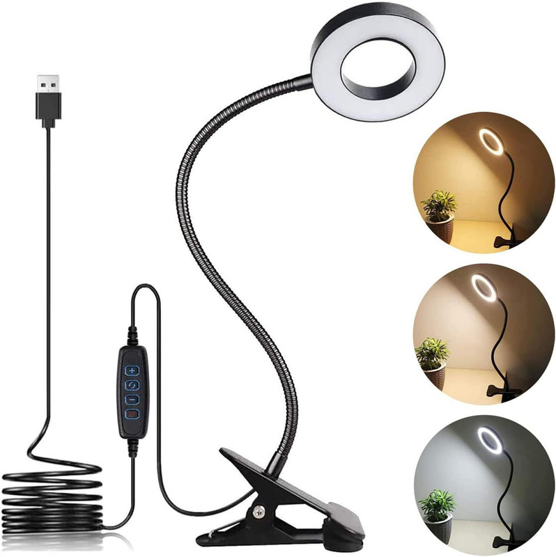 Deoxys Clip on Desk Lamp with Clamp for Reading Home Office Study Lamp(5 cm, Black)