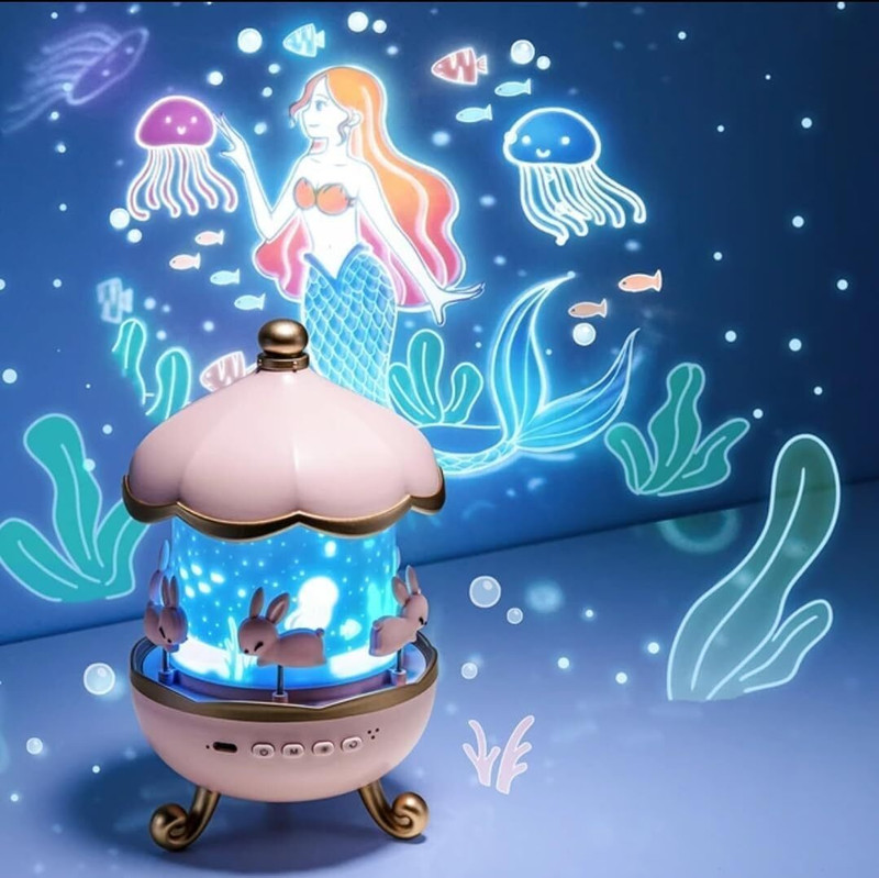 YESRUER Rabbit Sky Projector Night Light for Kids 6 Projection Films Night Lamp(20 cm, Multicolor)