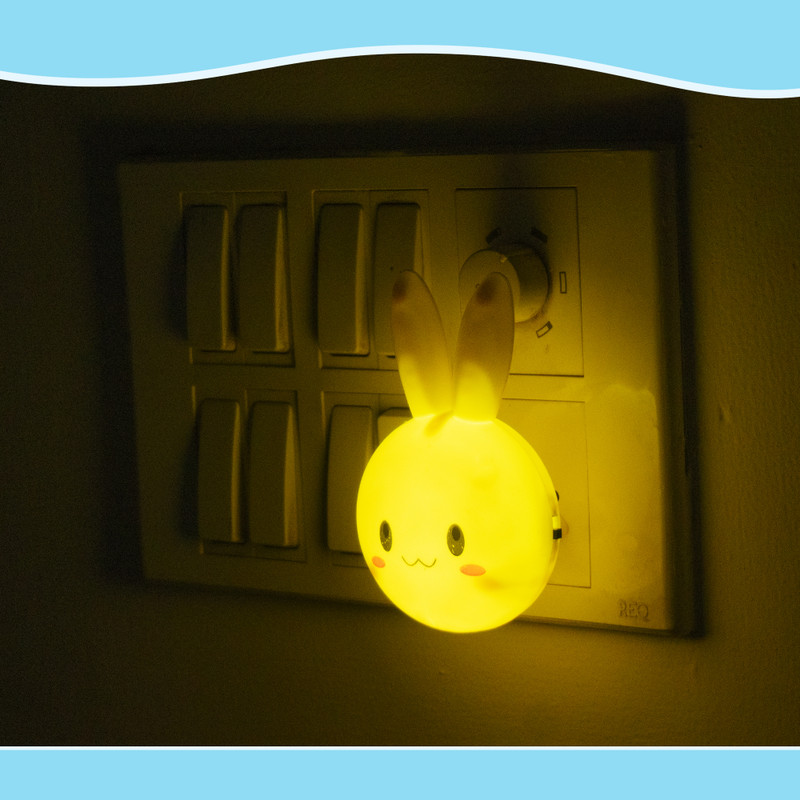 Expro Plastic Plug in Rabbit Night Lamp for Bedroom Night Light for Kids Room (White) Night Lamp(6 cm, White)