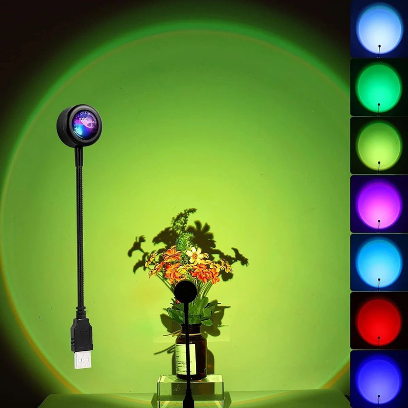 MOBIZAC 360 Degree Rotation USB Sunset Projection lamp with 7 colors & 13 Modes Night Lamp(18.5 cm, Black)