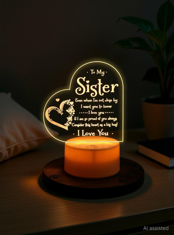 SNAPTRAP Rakhi Rakshabandhan Gift for Sister Birthday Night Lamp(18 cm, Warm White)