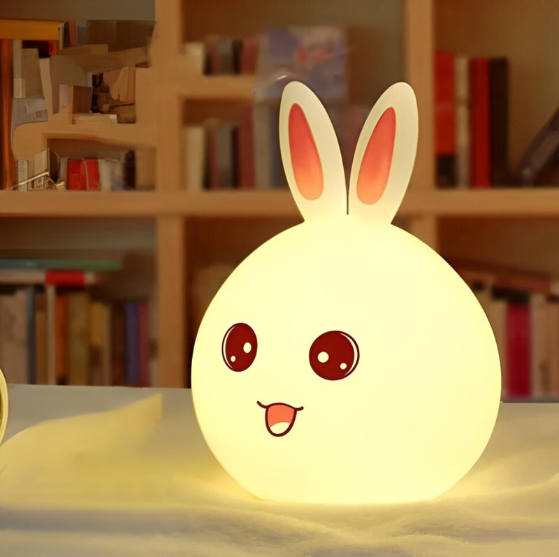 Dazzel Flex Cute Rabbit Silicon USB Rechargeable Night Light Lamp with Gesture Night Lamp(9 cm, Multicolor)
