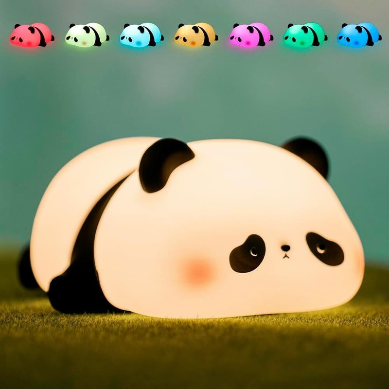 Refulgix Cute Silicon Sleeping Panda Lamp | Color Changing|Touch Control USB Rechargeable Table Lamp(10 cm, White)